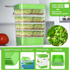 4-Tier Seed Sprouting Kit with Drain Holes and Drain Tray, Upgrade Stackable Microgreens Fresh Organic Bean Seed Sprouter Tray Ripple Soil-Free Sprouter Tray for Beans Alfalfa Seeds