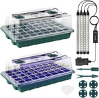 Seed Starter Tray with Grow Light, 80 Cells Seed Starter Kit with Humidity Dome, Adjustable Brightness Plant Starter Trays, Indoor Plants Germination Kit(2 Pack)