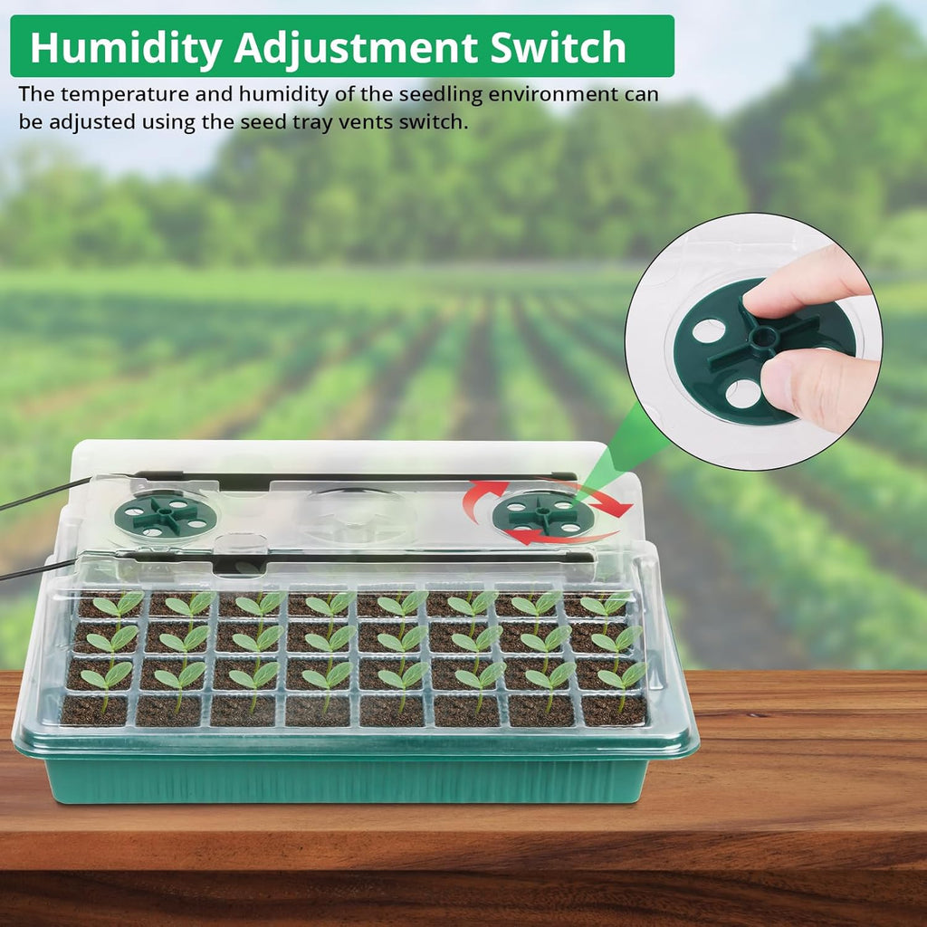 Seed Starter Tray with Grow Light, 80 Cells Seed Starter Kit with Humidity Dome, Adjustable Brightness Plant Starter Trays, Indoor Plants Germination Kit(2 Pack)
