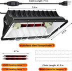 Chicken Coop Heating Lamp Brooder 250W, Adjustable Heating Temperature and Hanging Height, with Aluminum Alloy Lampshade, Suitable for Poultry Indoor Heater (Black)