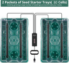 Seed Starter Tray with Grow Light, 80 Cells Seed Starter Kit with Humidity Dome, Adjustable Brightness Plant Starter Trays, Indoor Plants Germination Kit(2 Pack)